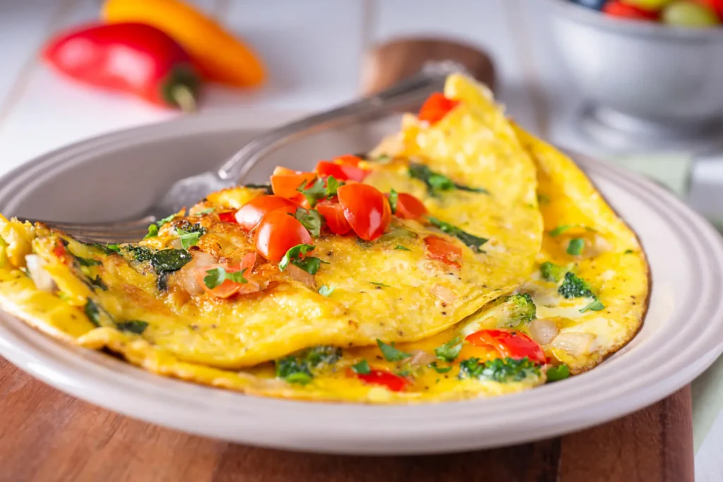 Omelete com vegetais.