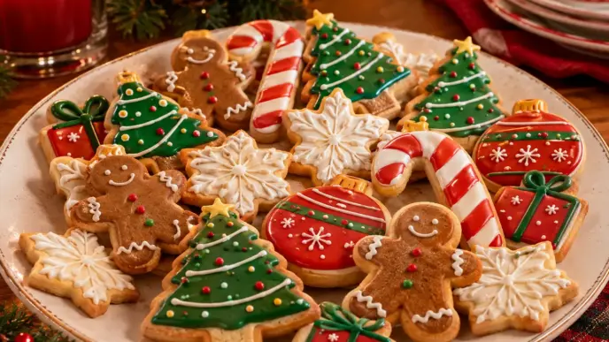 Biscoitos crocantes de natal feitos com glace real