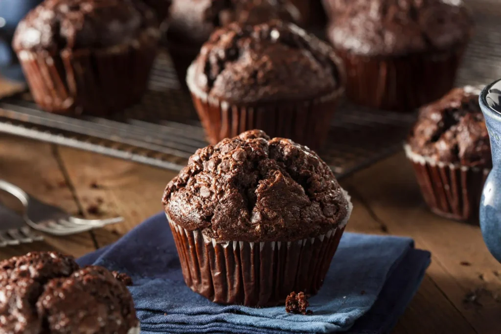 Pequeno muffin de chocolate.