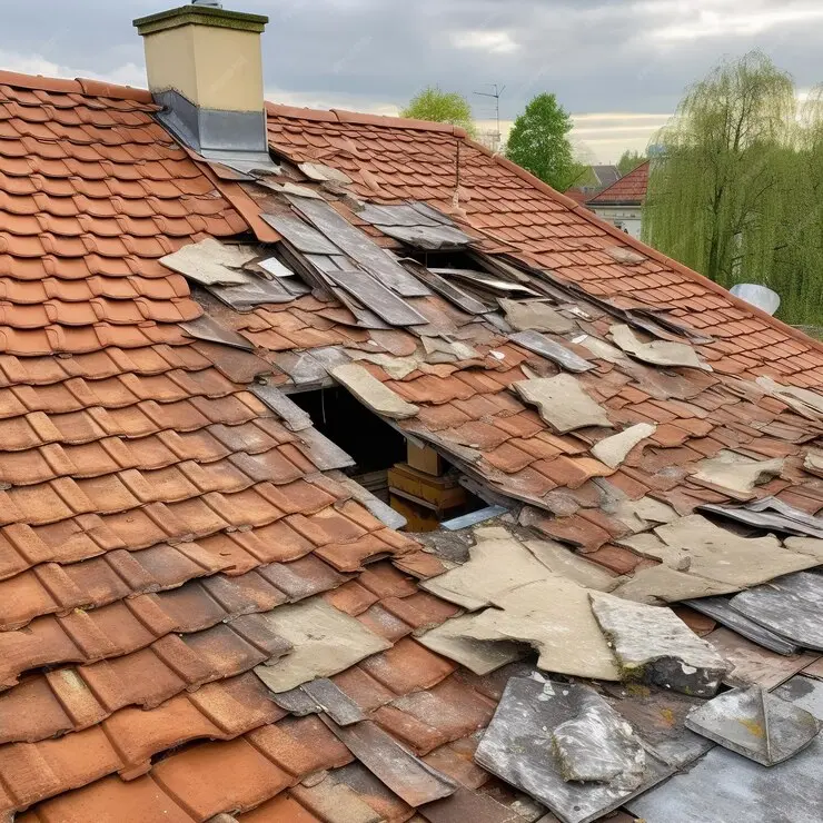 telhado danificado