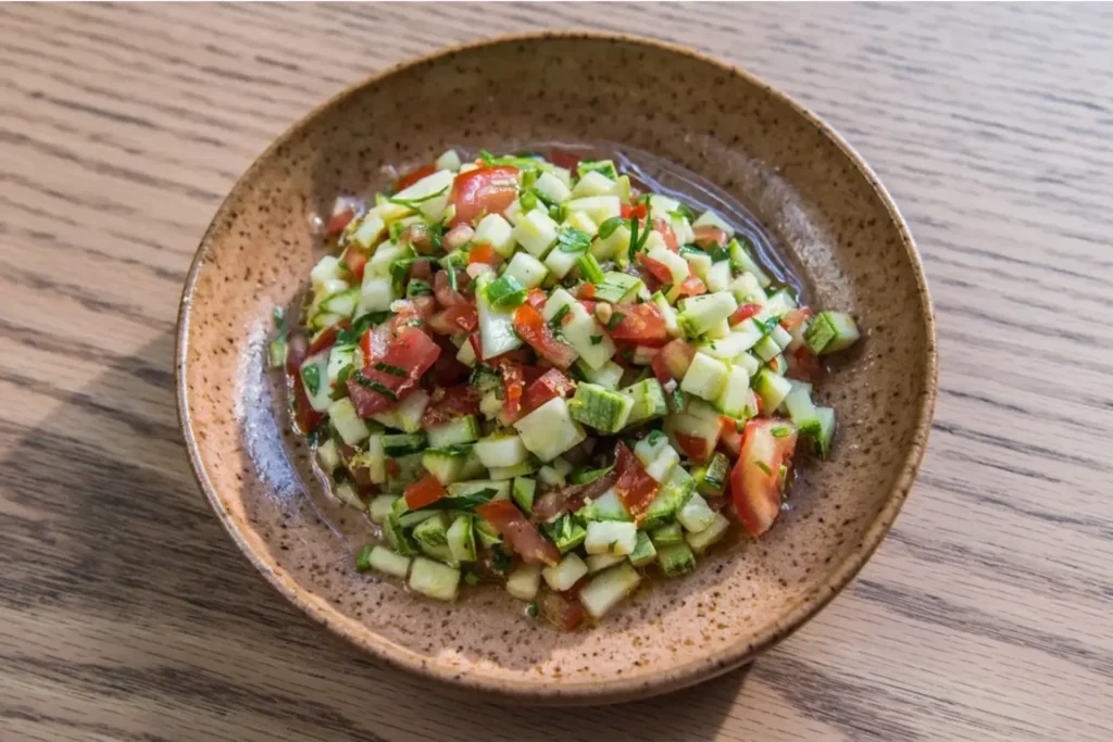 Salada de chuchu servida.