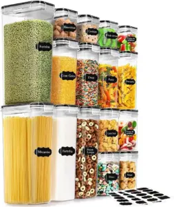 Potes Tampa Hermético Porta Alimentos Mantimentos Armário Cozinha (Kit 16)