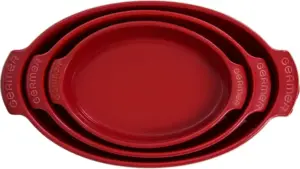Kit de travessas em porcelana – Vermelho – Germer