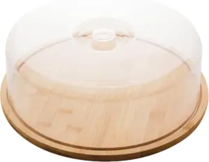 Prato em Bambu para Bolo com Tampa em Plástico 28cm x 28cm x 9,5cm – LYOR