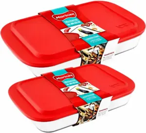 Kit 2 Assadeiras de Vidro Retangulares com Tampa 5 Litros e 3,7 Litros Apta para Lava-Louças