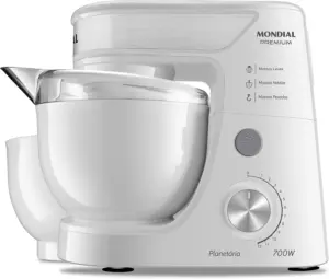 Batedeira Planetária, Mondial, Branco/Inox, 700W, 110V – BP-01P-W