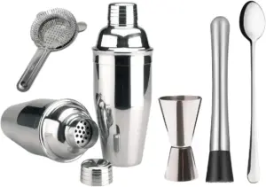 Generic Kit Drink Caipirinha Profissional Coqueteleira 500ml 5 Peças Inox