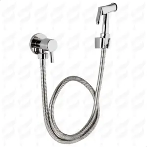 Ducha Higiênica Redonda Inox Banheiro Chuveirinho Higienico Aço Cromado — Mangueira 1,20m e Registro 1/4 de Volta, Duchinha Dicha Sanitária com Mangueira, Gatilho e Registro SOFTINOX Completa